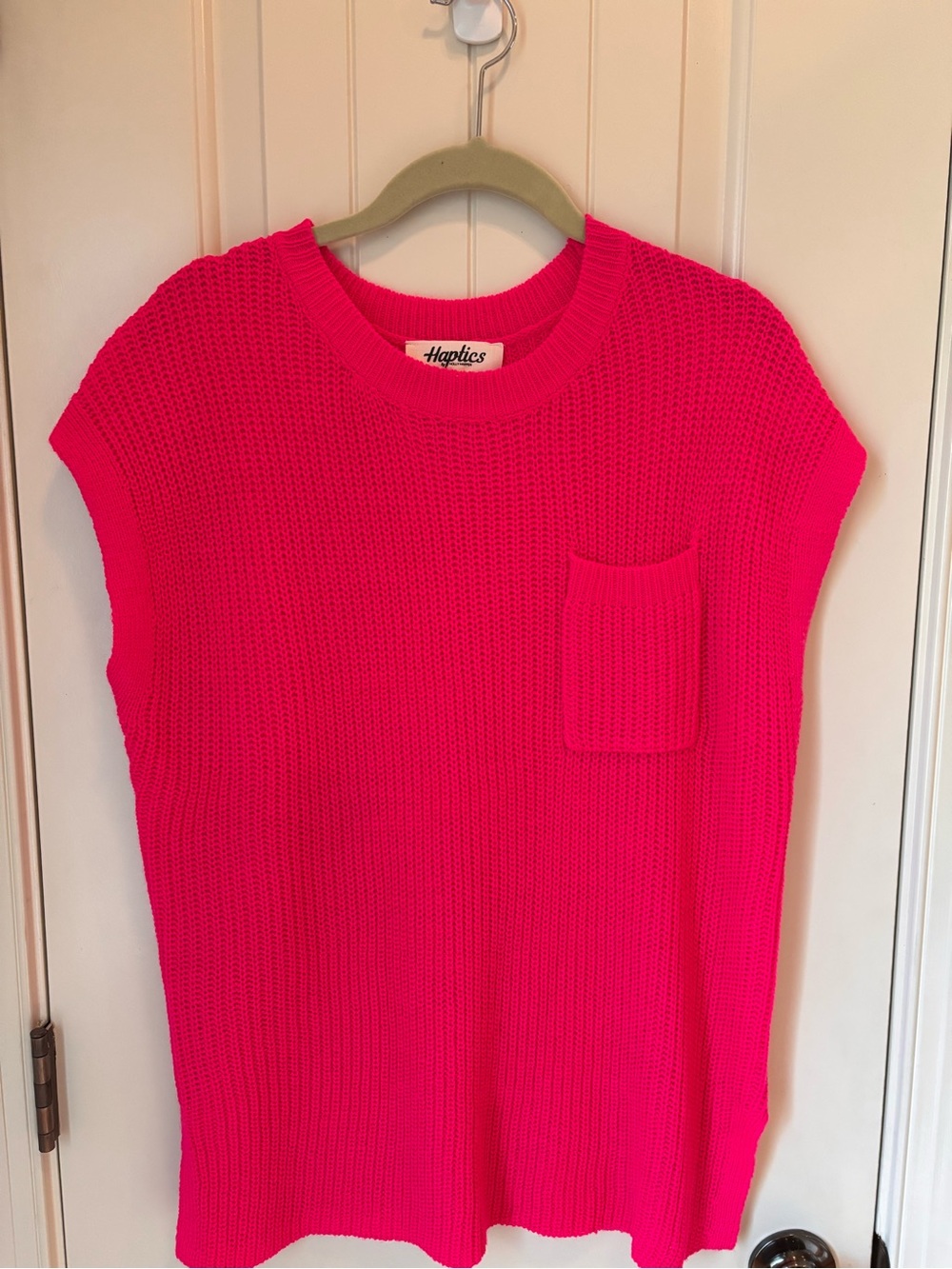 Haptics Hot Pink Sleeveless Knit Sweater Tank Neon